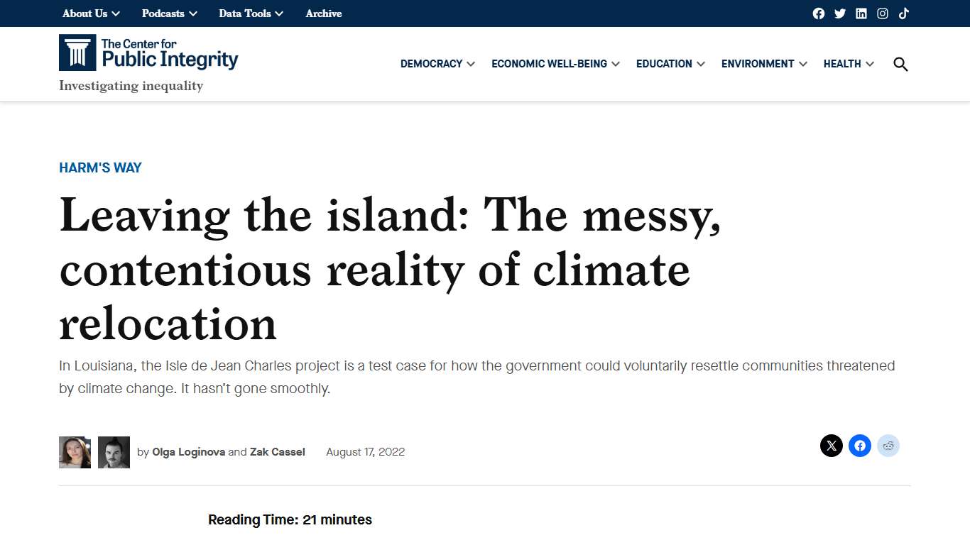 Leaving the island: The messy, contentious reality of climate relocation – Center for Public Integrity