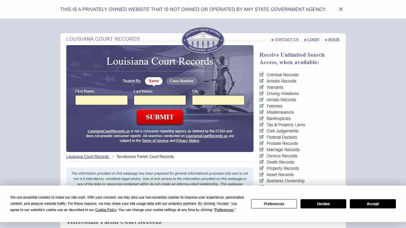 Terrebonne Parish Court Records | LouisianaCourtRecords.us